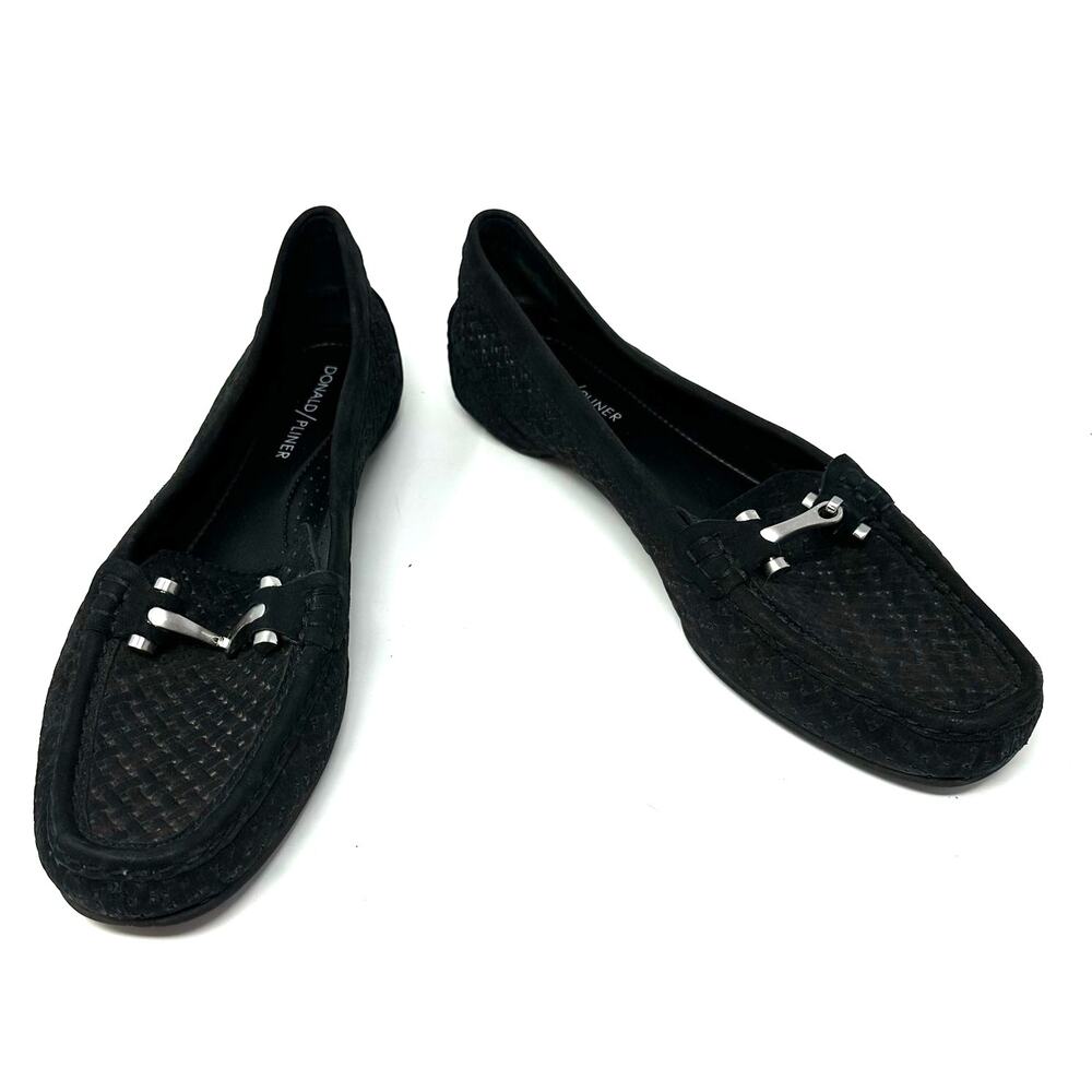 Donald Pliner‎ Size 8.5 Flats Black Loafer Horsebit Slip On Workwear Everyday